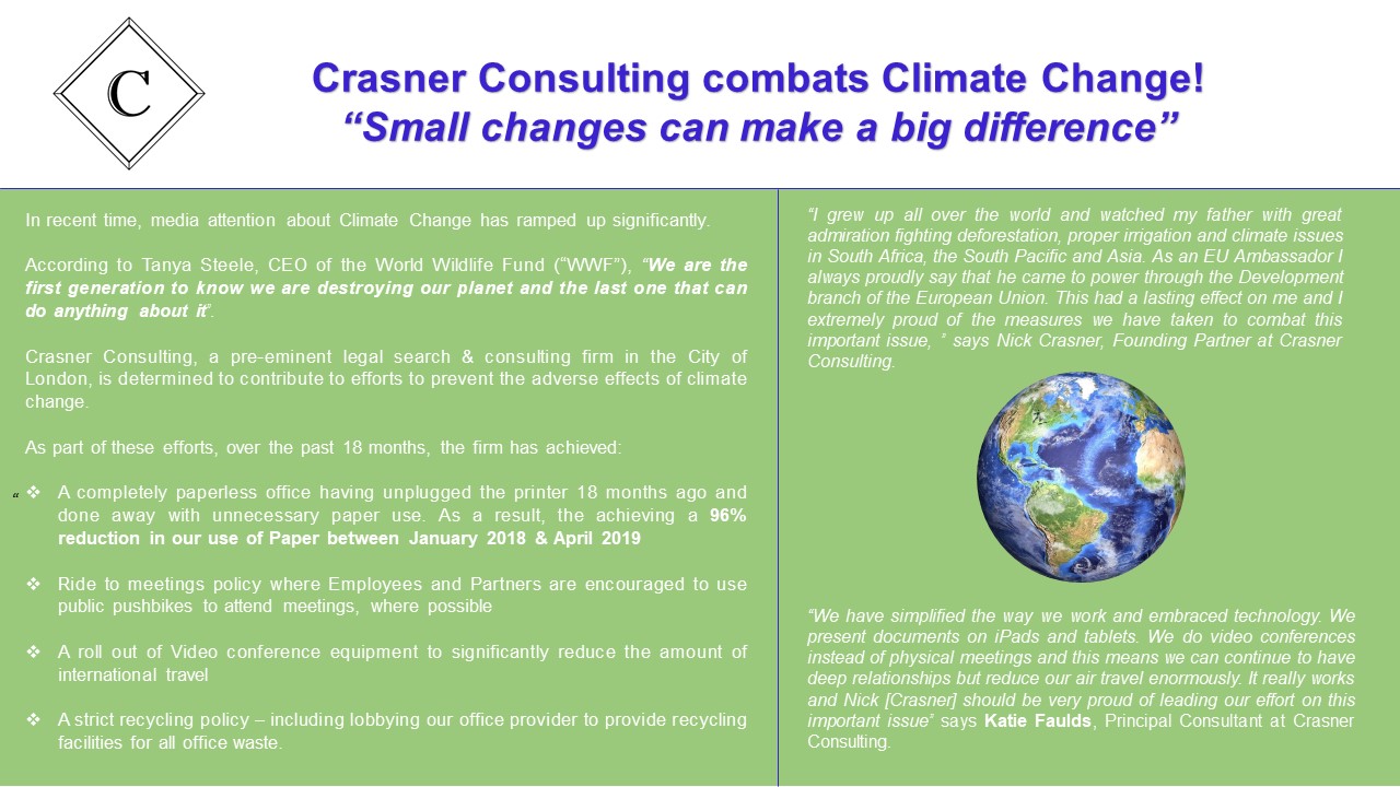 Crasner Consulting Combats Climate Change